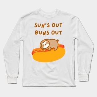 Sun’s Out Buns Out Hot Dog Sloth Long Sleeve T-Shirt